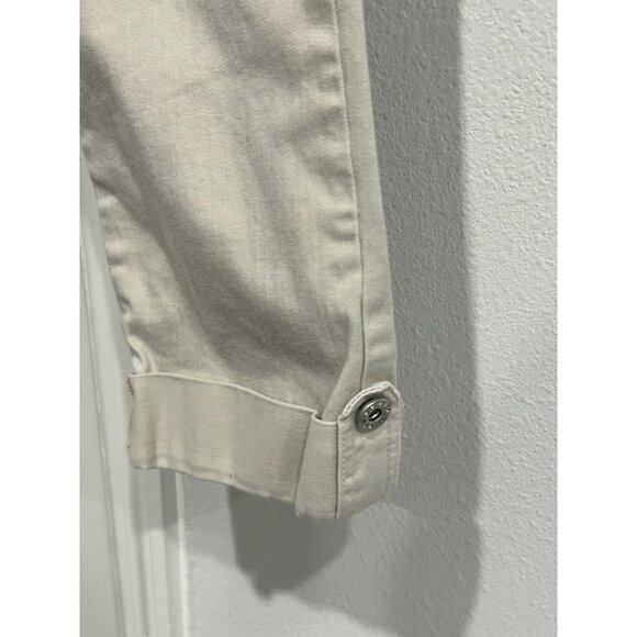 NYDJ Mid Rise Capri Pants Beige Sz 10 Petite Cuffed Hem Cotton Blend Neutral - Picture 5 of 11